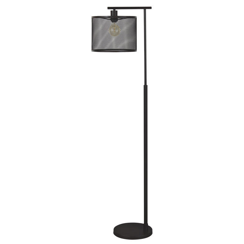 Contemporary Urban Bronze Metal Floor Lamp with Mesh Shade