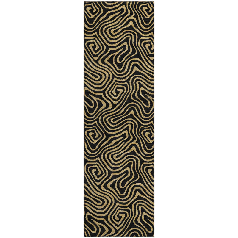 Premium Machine Washable Birchview AMF1031 Swirls Rug, Runner 2'3" x 7'6"