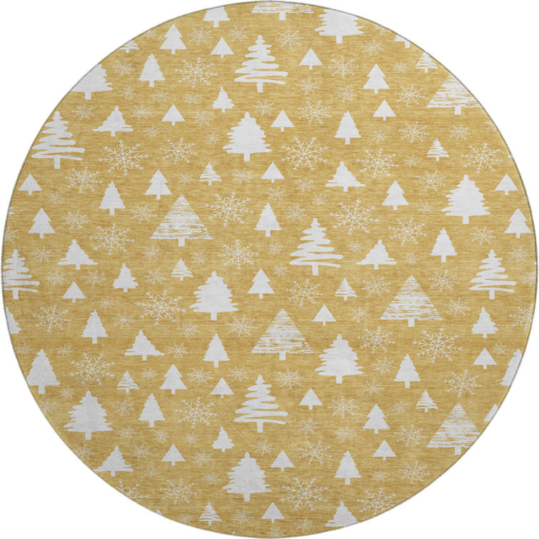 Premium Machine Washable Dockside AMF1815 Christmas Trees Rug