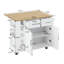 Îlot de cuisine blanc avec 2 armoires, tiroirs, étagère à épices pratique, porte-serviettes, plateau de table en bois d'hévéa Marvelous Essential Essential Graceful