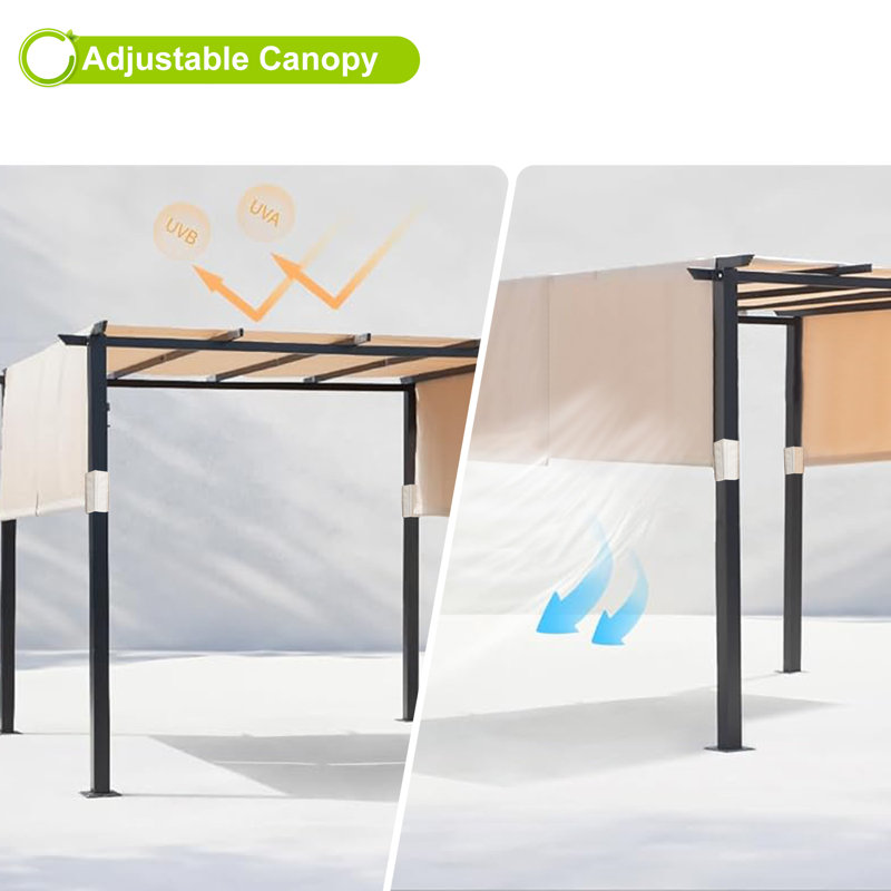 3m x 3m Metal Pergola, Beige