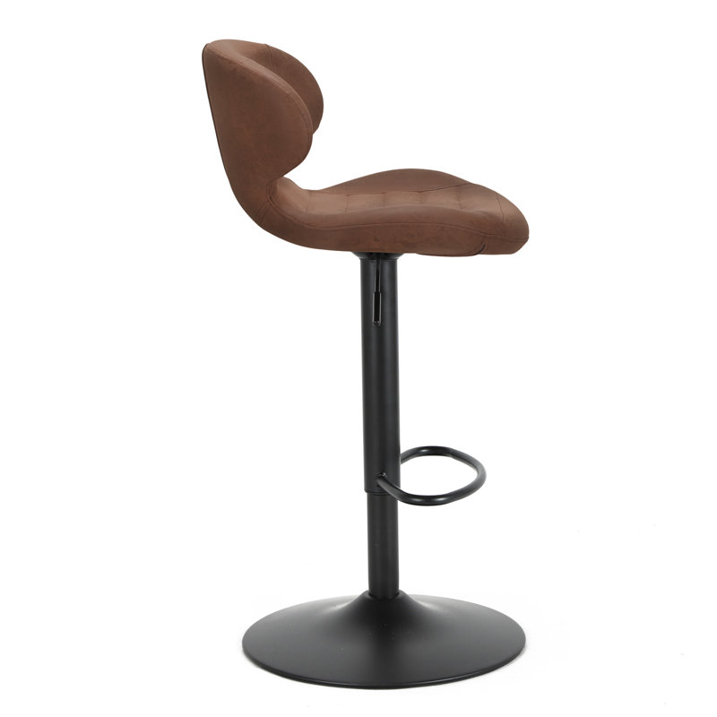 Ansilma Swivel Upholstered Adjustable Height Counter Stool with Metal Frame, Tan