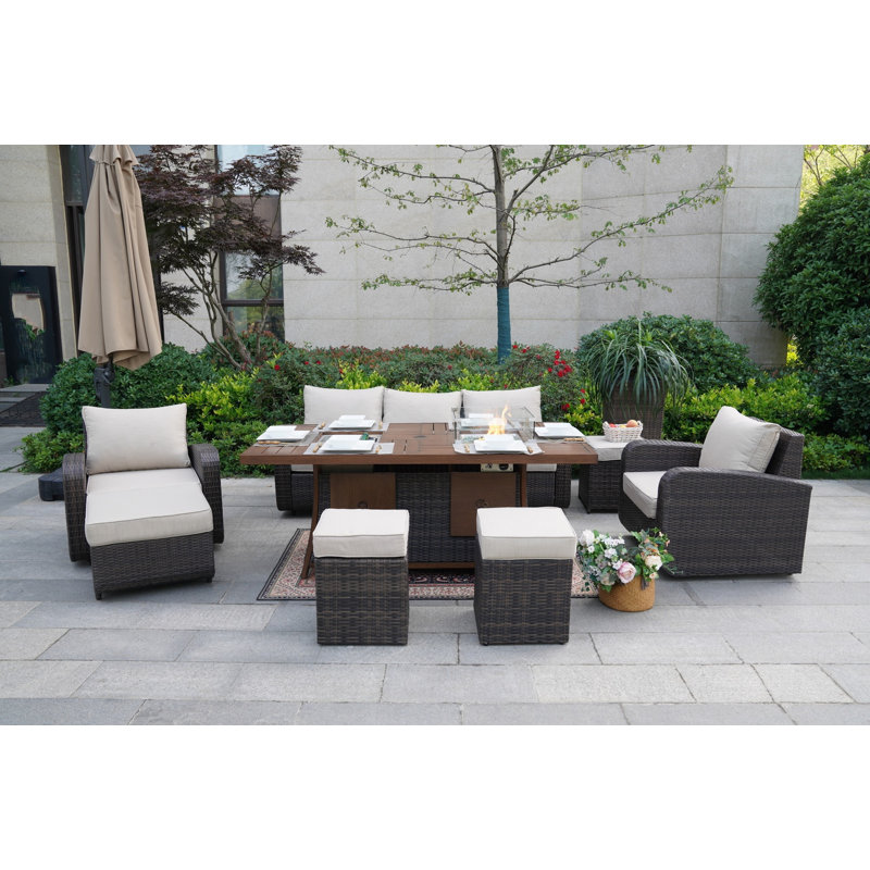 9 - Person Patio Conversation Set with Cushions
