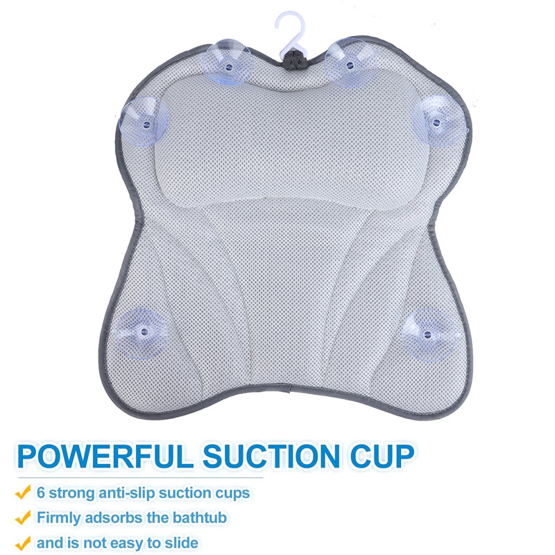 Adean Suction Bath Pillow, Gray