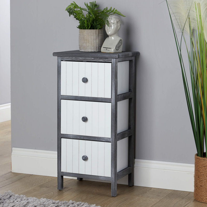 Rilana Fully Assembled 3 Drawer Storage Chest Grey and White