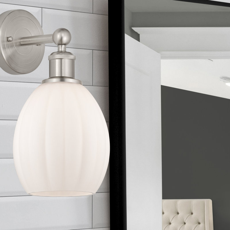 Casandria Armed Sconce, Matte White, Brushed Satin Nickel