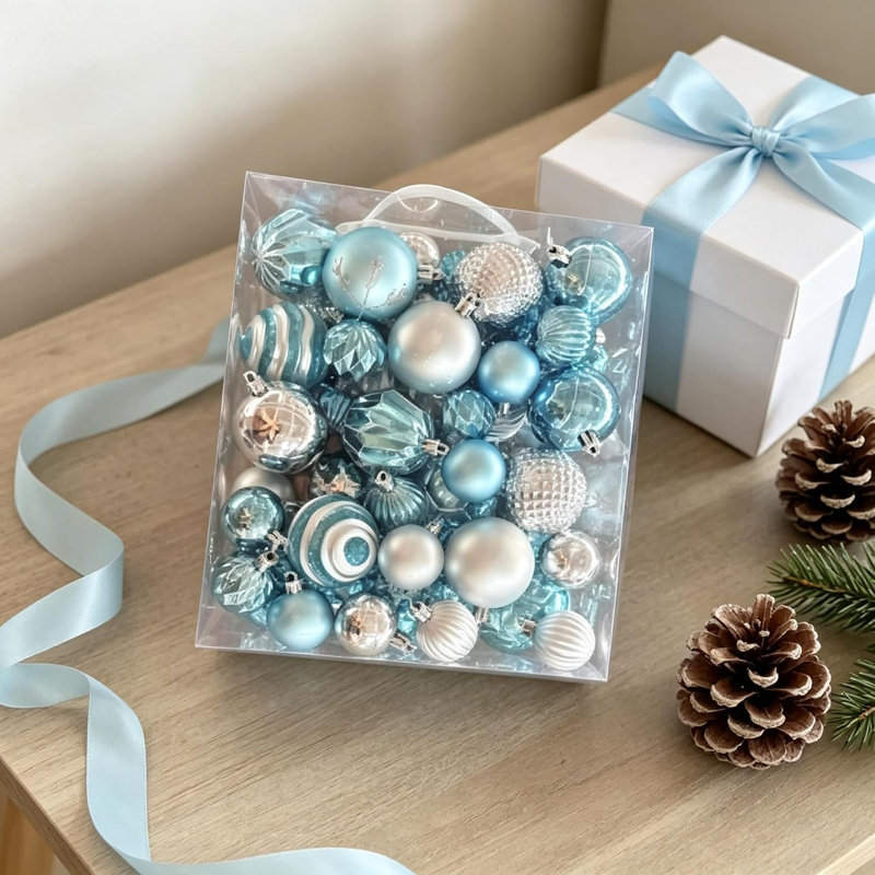 Ensemble de décoration d'arbre de Noël bleu incassable