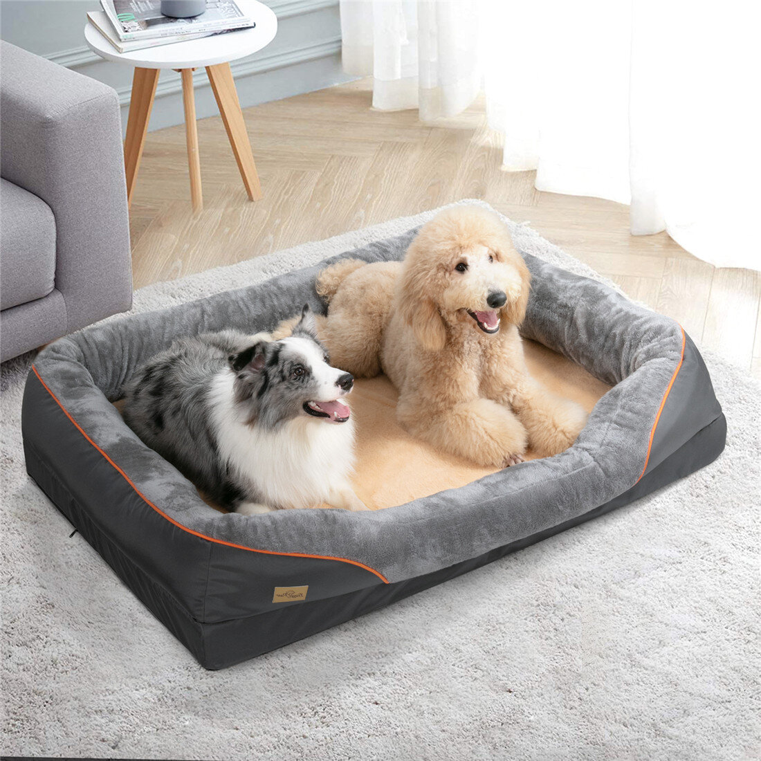 BingoPaw Extra Large Dog Bed Orthopedic Sponge with Washable Cover