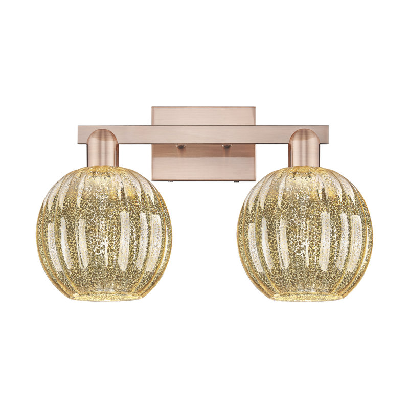 Eldon - 2 Light 16" Globe Shade Bath Vanity Light, Mercury, Antique Copper