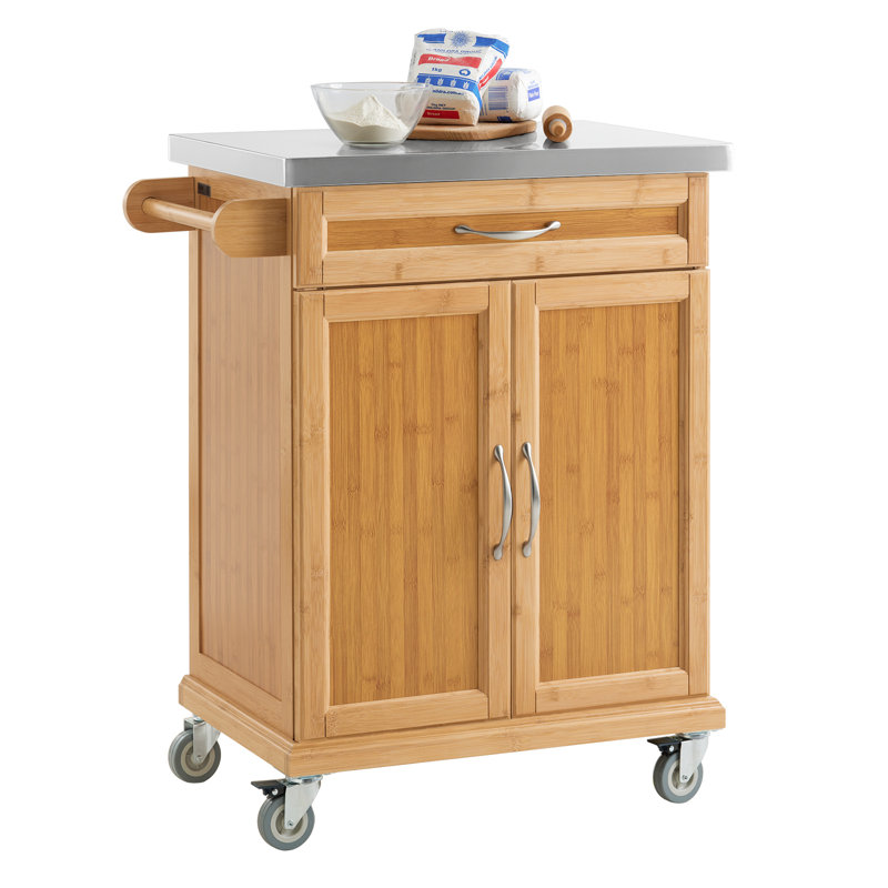 Kansas Kitchen Cart, Brown, Stainless steel