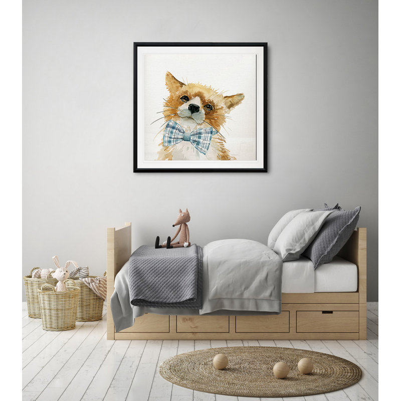 «Cute Critter Fox», art sur toile, H 17,5 po x l 17,5 po x P 1,5 po, Cadre plastique noir