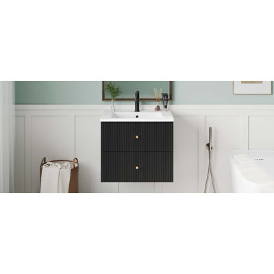 Meuble-lavabo mural 24 po avec 2 tiroirs - idéal pour les petites salles de bain
