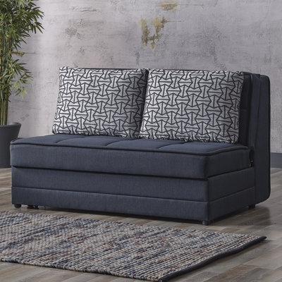  Caily 55 in. Fabric Upholstered 2-Seater 3-in-1 Sleeper Loveseat Sofa Bed with Storage, Firm Seat Cushion