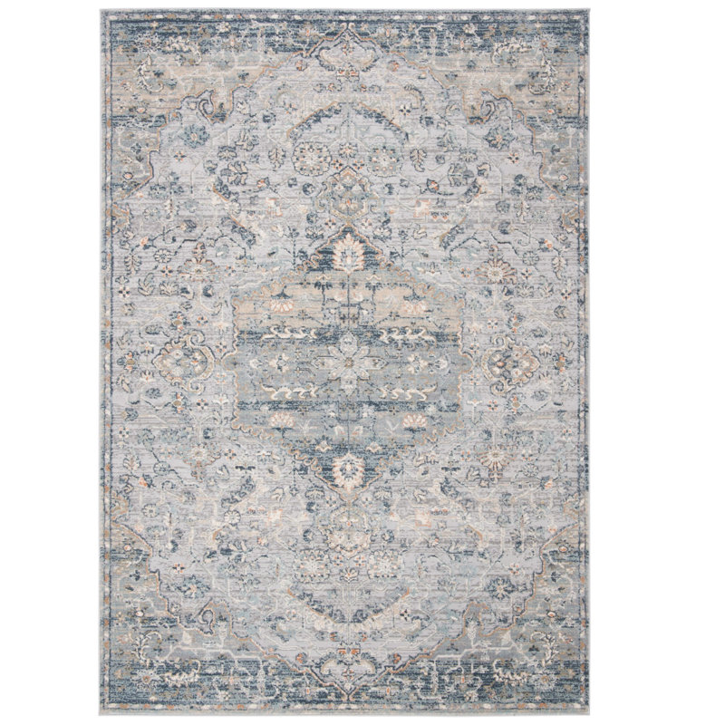 Elegant Gray Hand-Knotted Wool & Synthetic Area Rug