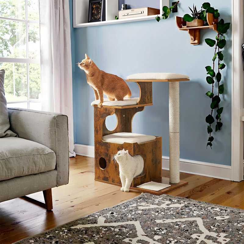 Mallett 34.2'' H Cat Tree, Rustic Brown