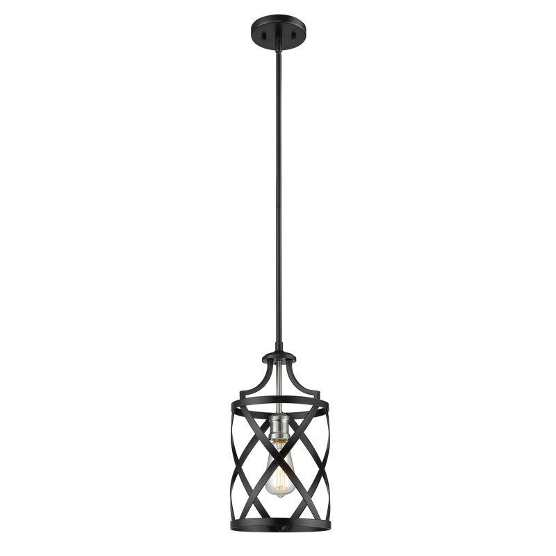 Luminaire suspendu cylindrique 1 lumière, Nickel brossé