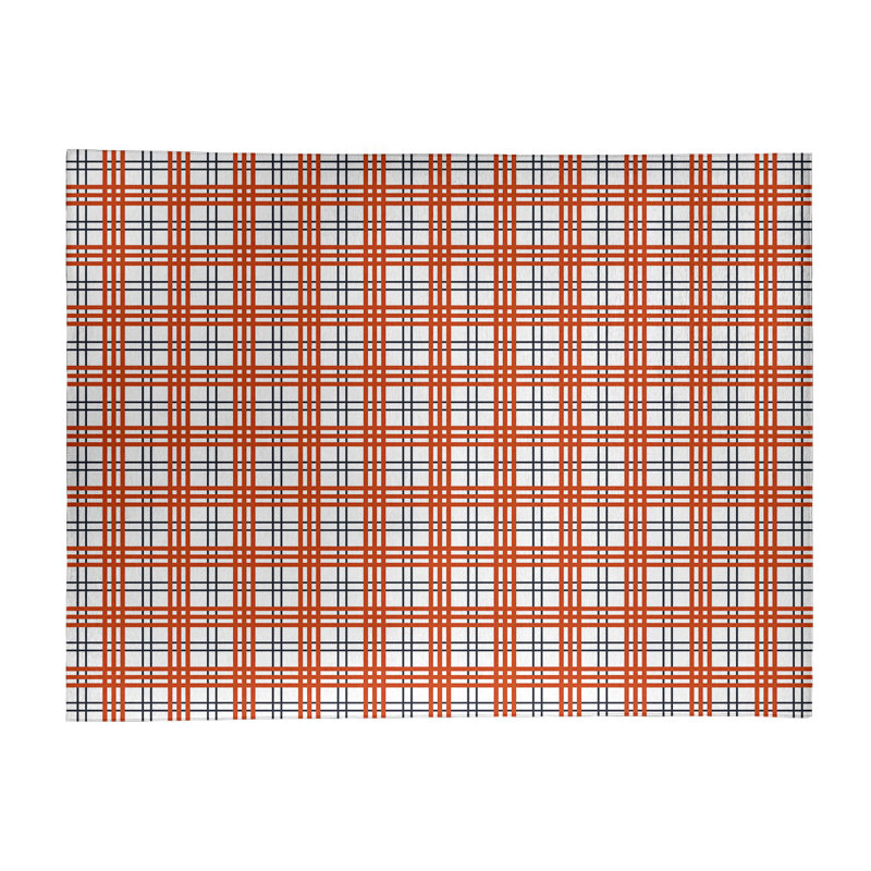 Tapis orange / blanc à carreaux, Rectangle 9 pi x 12 pi