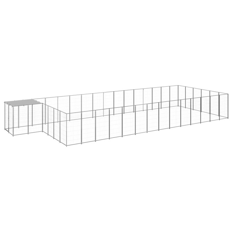 Poe 43.31cm H Metal Yard Kennel With Door, Silver