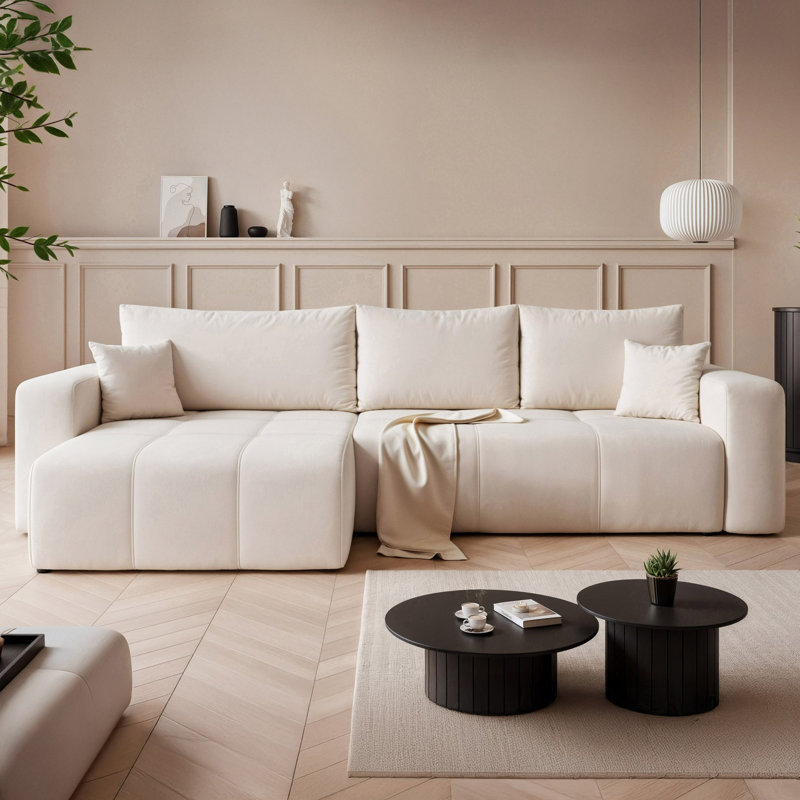 4 Seater Sofa Bed, Cream