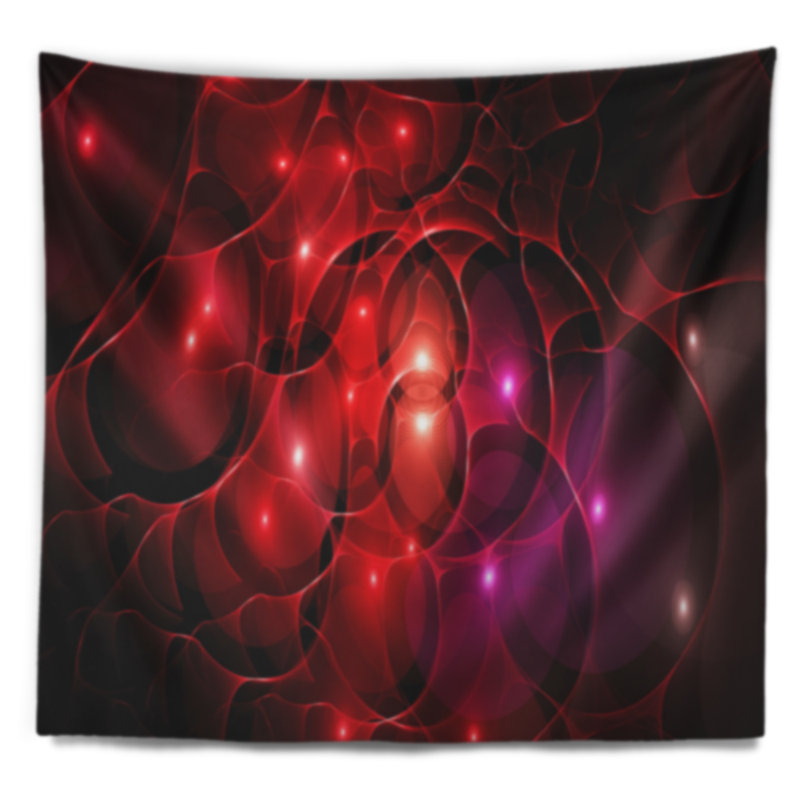 Tapisserie cercles abstraits en espace fractal, H 32 po x l 39 po