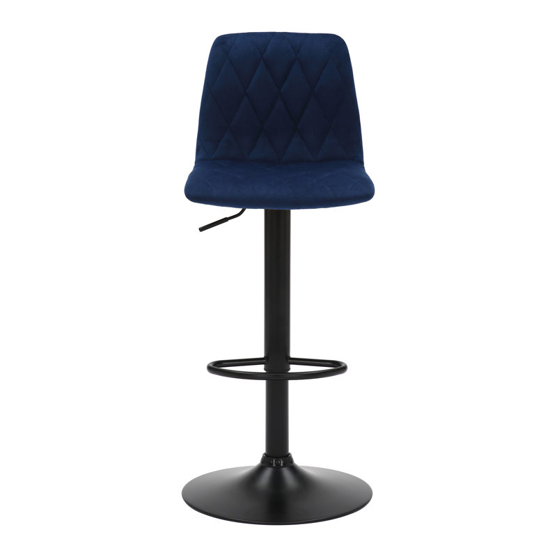 Adelaid Swivel Upholstered Adjustable Height Counter Stool with Metal Frame, Blue