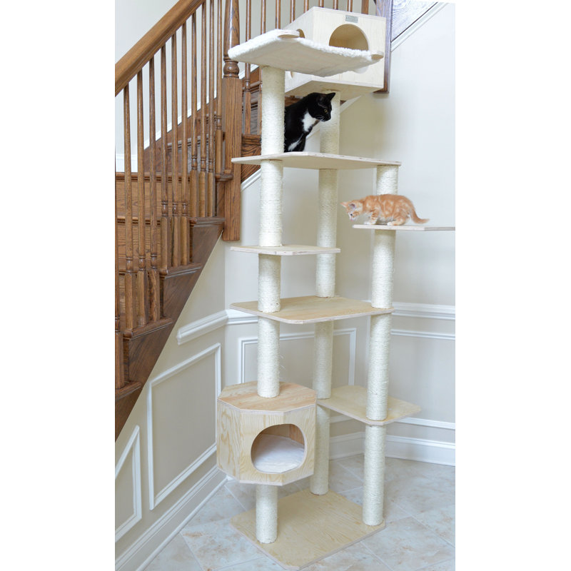 89'' Natural Beige Scots Pine Cat Tree with Sisal Posts