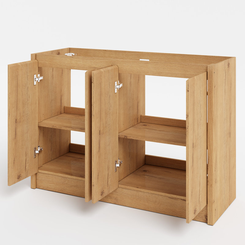 Base de meuble-lavabo en bois 48 po seulement, sans lavabo double et miroir, Chêne clair