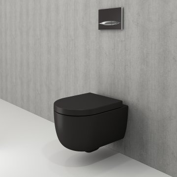 Venezia Rimless Wall Hung Toilet 49cm, Matte Black