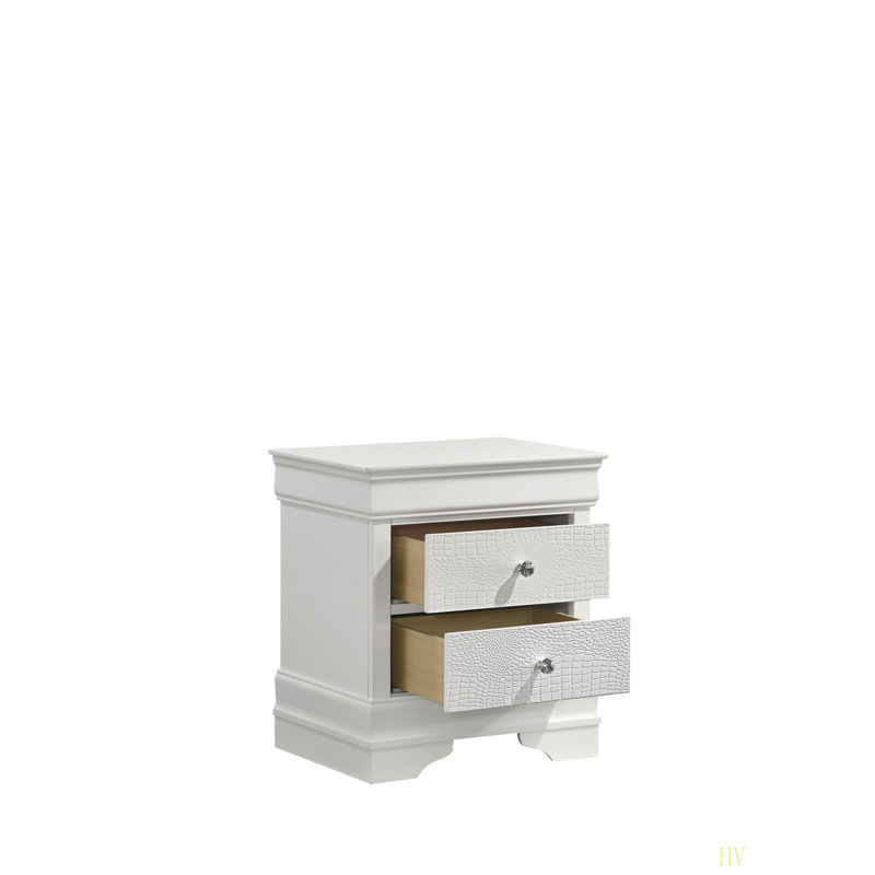 Table de chevet 2 tiroirs de style moderne en bois, Blanc