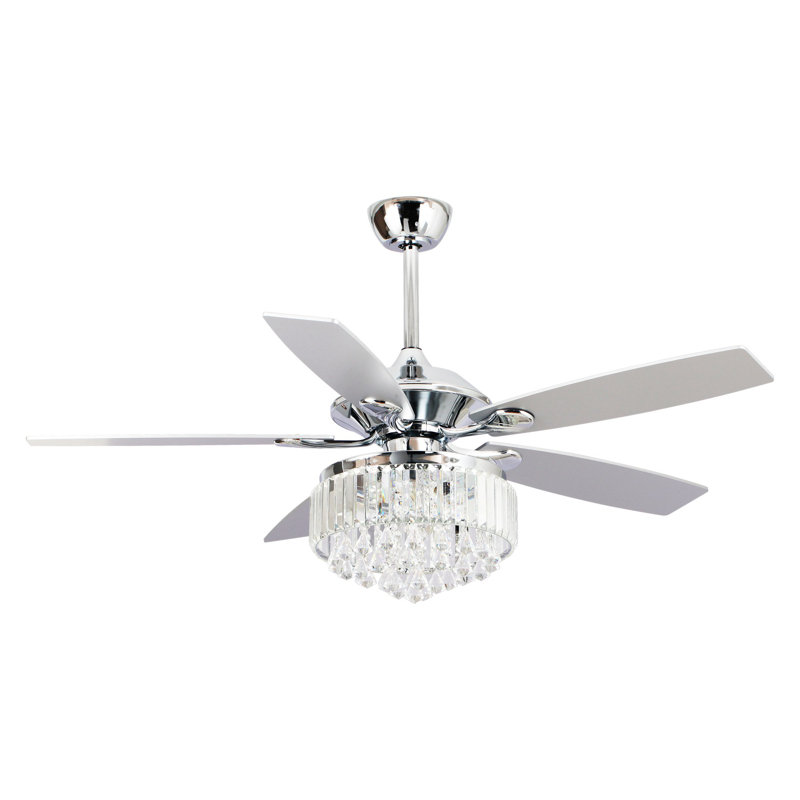 Estill 52'' Ceiling Fan with Light Kit, Chrome with Silver Blades