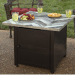 Duval by Endless Summer, 30" Square LP Gas Outdoor Fire Pit with Faux Wood Chevron Mantel