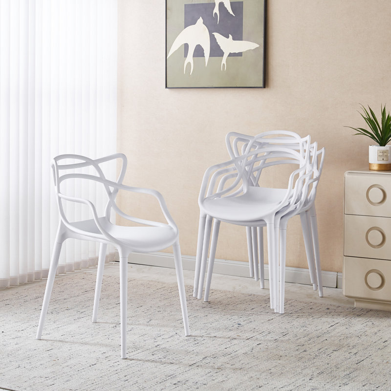 Chaises de salle à manger en plastique, Blanc