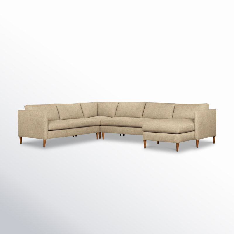 Clifford 4-Piece Upholstered Custom Sectional, Turbo Wheat Basketweave, Right Hand Facing