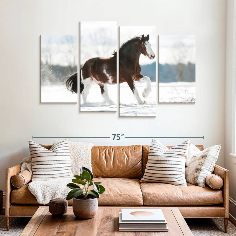 Brampt Clydesdale Horse In Winter, 42" H x 68" W