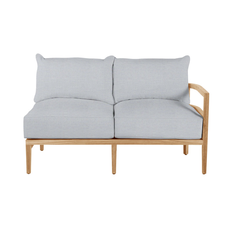 Canapé modulaire en teck Santa Barbara, Teck naturel, Pas de passepoil + bourre standard, Lin chambray