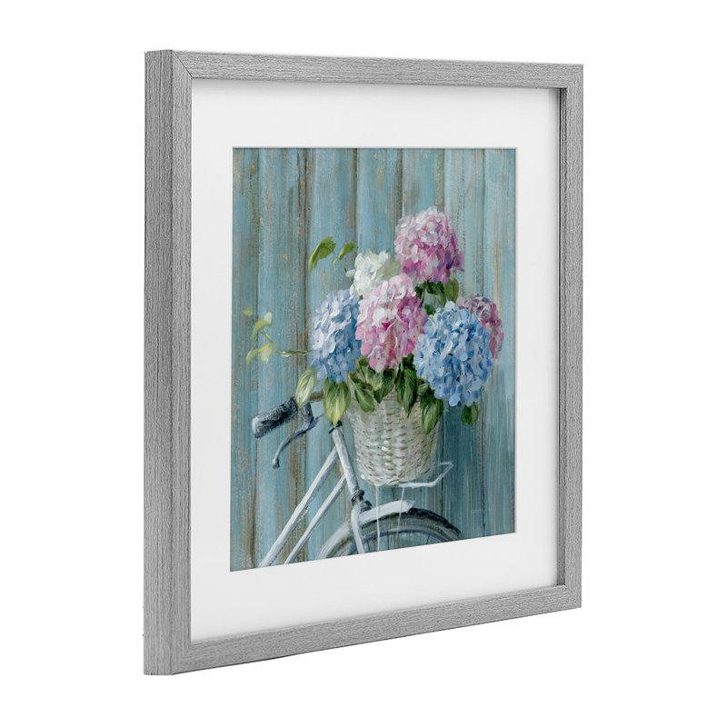 Cape Cod, fleurs de bicyclette, reproduction encadrée sous verre, conception de Danhui Nai, Cadre de ferme gris
