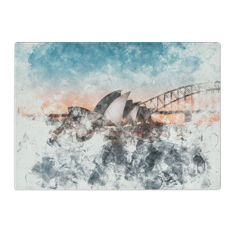 Tempered Glass Sydney Opera House in Australia Abstract Chopping Board, 20 cm x 28.5 cm