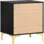 Table de chevet glamour noire et dorée - Esthétique de rangement moderne à 2 tiroirs-2092332548