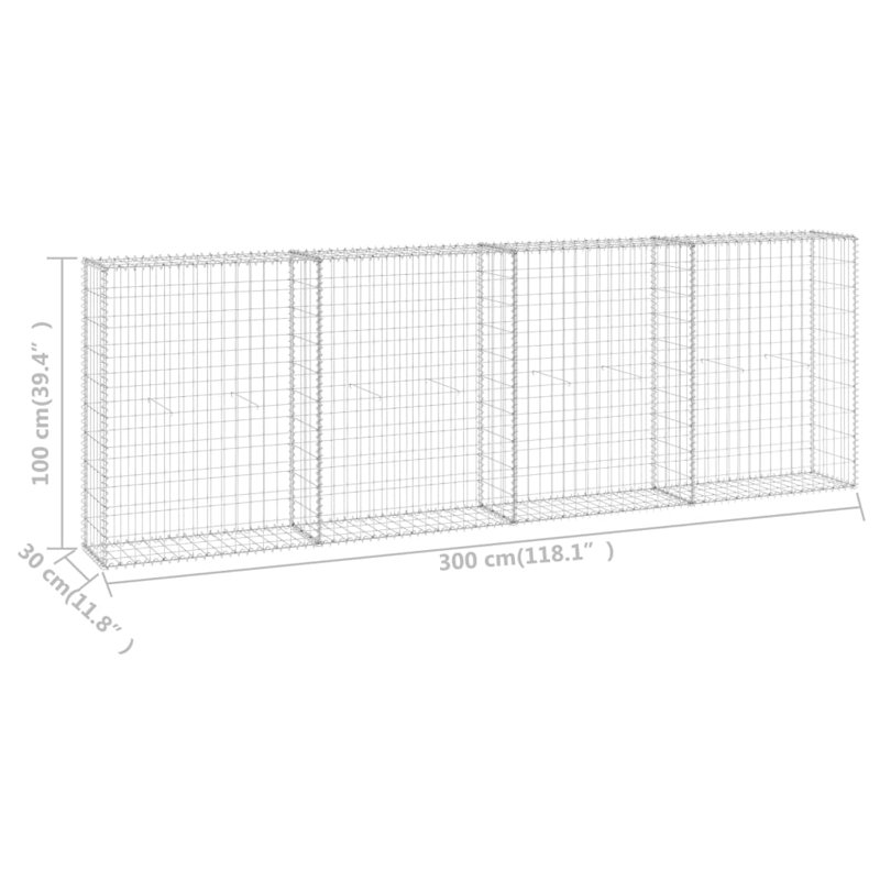 Chenango vidaXL Gabion Basket with Lids, Galvanized Steel Gabion Wall, High Load Capacity