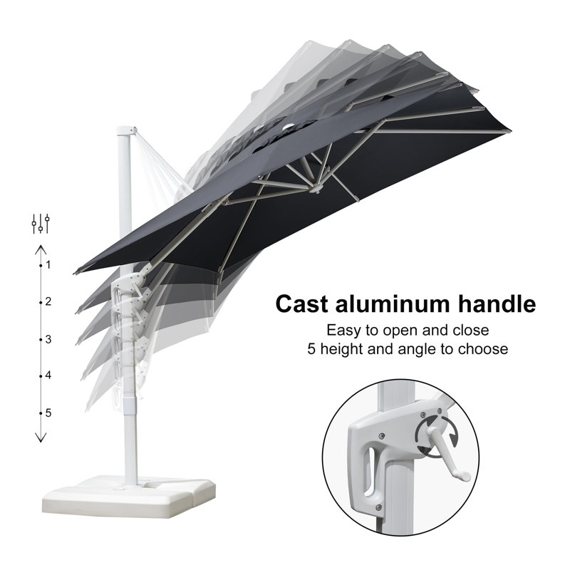 335.3cm X 274.3cm Rectangular Cantilever Parasol, Grey