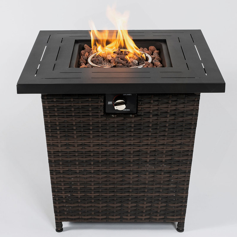 Wicker Square Fire Pit Table