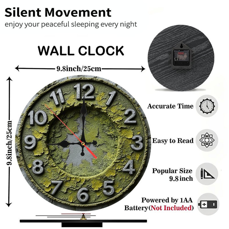 Horloge murale rétro en métal vieilli