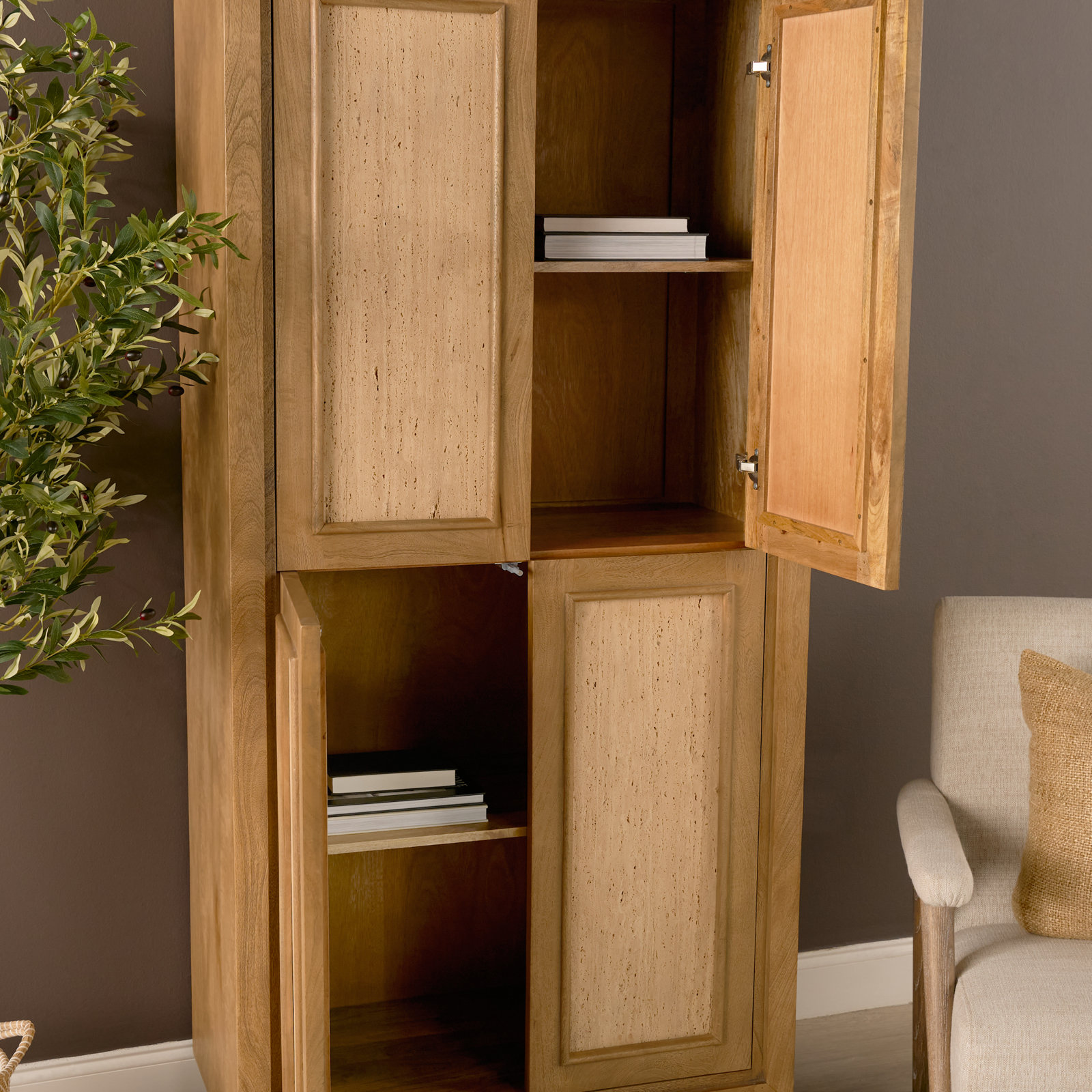 Kavita Travertine Mango Accent Cabinet