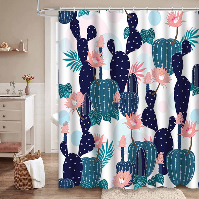 Rideau de douche imperméable à motif floral avec 12 crochets, L 72 po x l 72 po