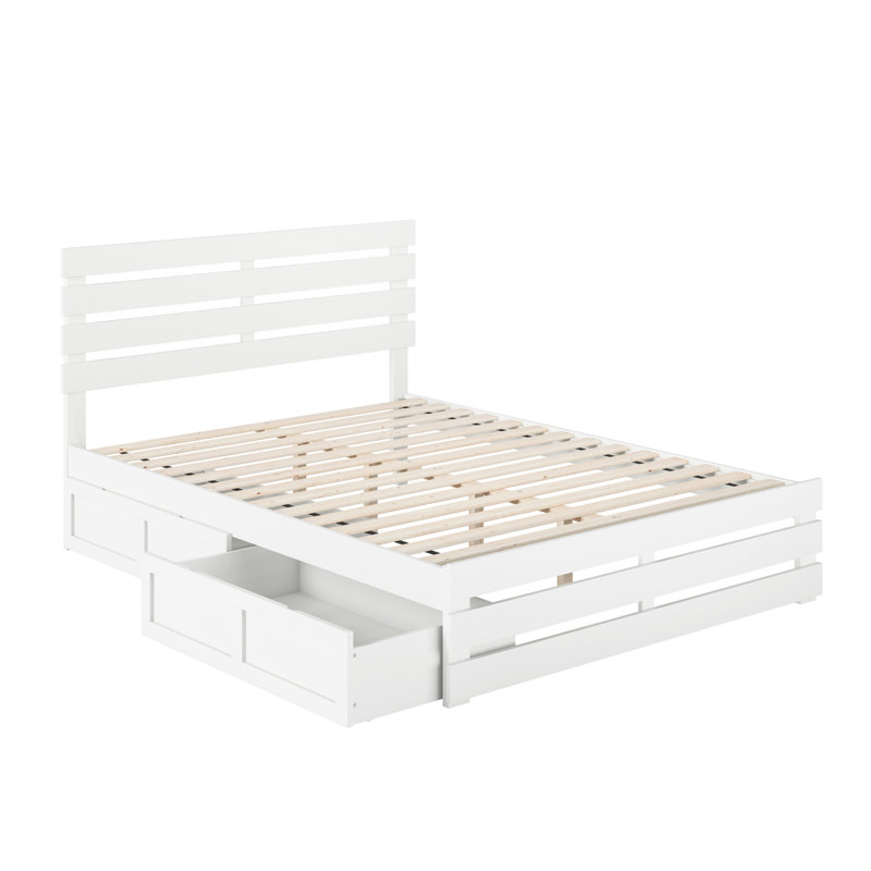 Bridport Slat Storage Bed, White, Queen