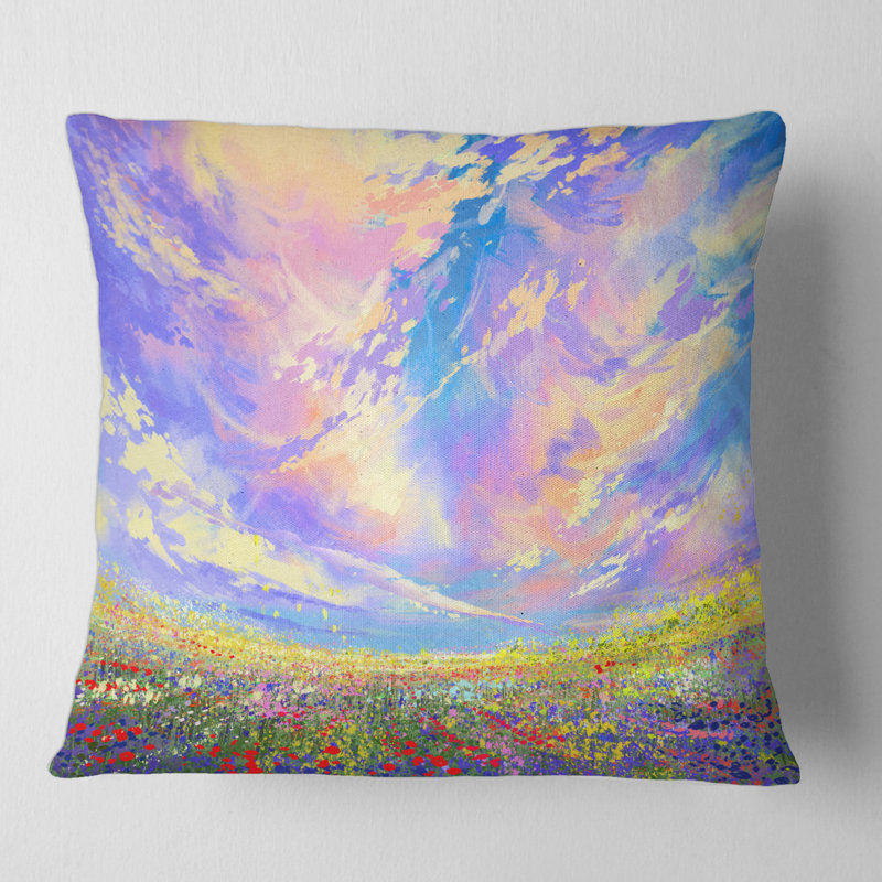 Fleurs dans un champ sous une magnifique housse de coussin carrée et insert, 16" x 16"