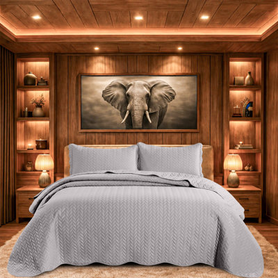 Microfiber Embossed Oversized Bedspread Set With Shams – Modern & Contemporary, Machine Washable, Dust-Resistant