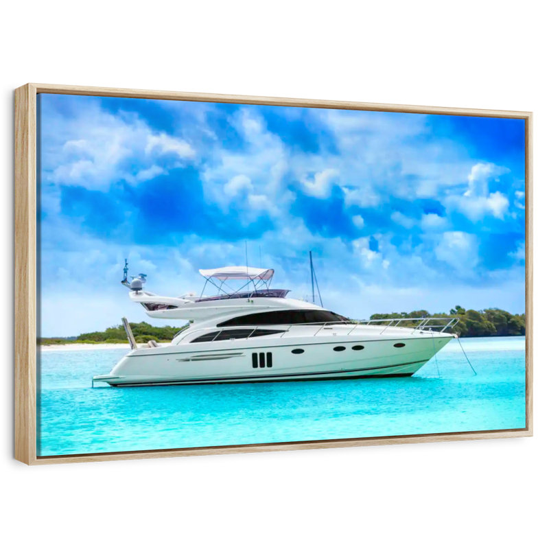 Yacht de luxe des Caraïbes, Cadre flottant en bois naturel, 13 po x 9 po