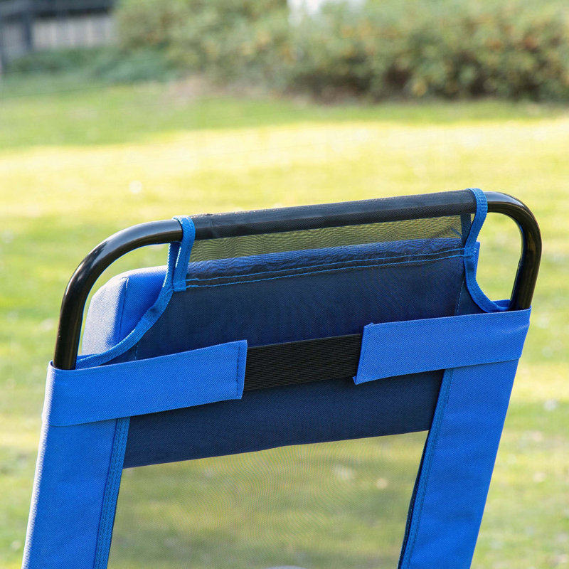 Chaises de patio pliantes Outsunny, ensemble de 2, avec dossier réglable, Bleu