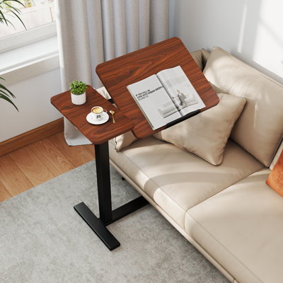 Modern Height-Adjustable C-Type Mobile End Table, Couch Flipped Side Table
